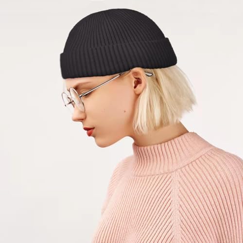ROYBENS Swag Wool Knit Cuff Short Fisherman Beanie for Men Women Winter Hat - color: 1pcs-carbon Gray