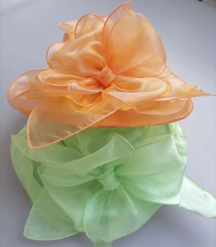 Organza Fascinator Hat - Women’s Wide Brim Church Bridal Tea Party Wedding Hat - color: 01a-grass Green