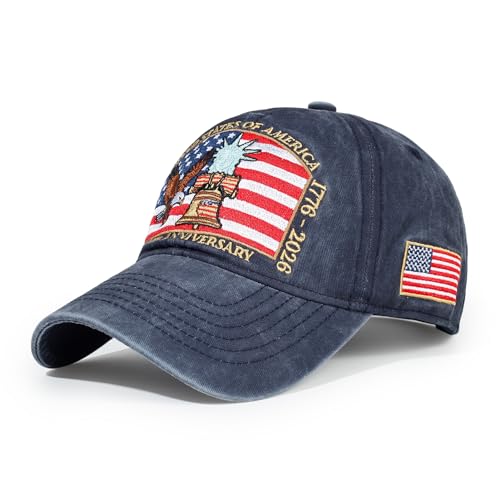 USA 250th Anniversary Baseball Cap Patriotic Embroidered American Hat - color: 3-navy