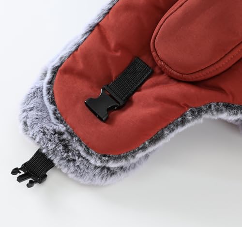 Connectyle Men's Trapper Hat with Faux Fur Linning Eskimo Windproof Winter Warm Hats Ushanka Hunting Hat - color: Reddish Brown
