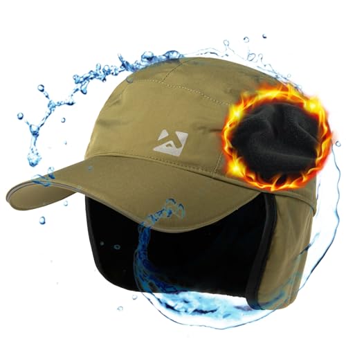 TOP-EX Oversize XL XXL Men's Waterproof Winter Baseball Cap Fleece Earflap Trapper Hat for Cold Weather Large Heads - color: Green, size: X-Large-XX-Large
