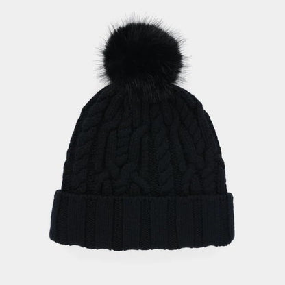 Tilley Unisex Adult Pom Pom Cable Beanie - color: Black, size: One Size