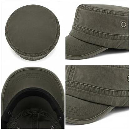 Army Cadet Cap for Men Women Military Flat Top Cap Adjustable Cotton Basic Baseball Cap - color: Grey