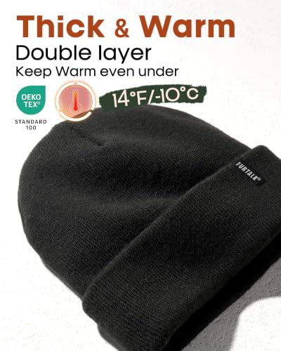 FURTALK Beanie Hat for Men Women Winter Hats for Women Men Soft Warm Unisex Cuffed Beanie Knitted Skull Cap - color: Aa-black