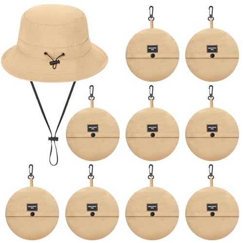 Twistover 10 Pcs Waterproof Packable Bucket Rain Hat for Women Men Quick Dry Foldable Adjustable Sun Hat for Fishing Hiking