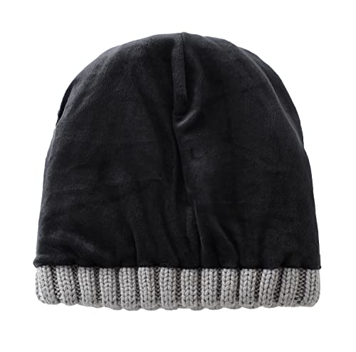 Home Prefer Mens Winter Hat Wool Fleece Lined Knit Beanie Hat Warm Stocking Caps - color: Light Grey