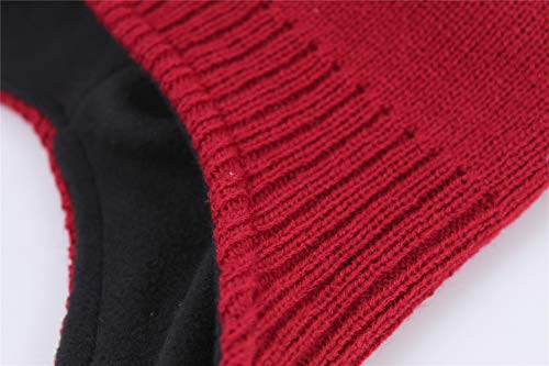 Connectyle Men's Knit Winter Hat with Ear Flaps Fleece Lined Beanie Warm Knitted Skull Cap Beanies Watch Hat - color: Red