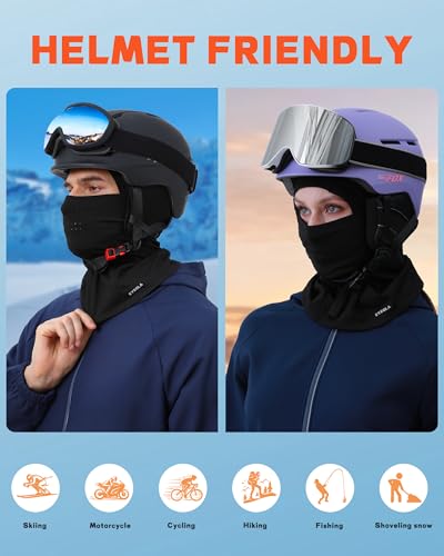 Winter Balaclava Ski Mask for Men Women Thermal Face Mask Breathable Face Cover for Cold Weather Motorcycle Snowboard - color: Black+black(with Breath Hole)