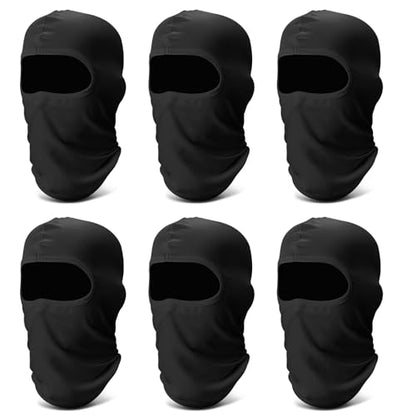 Fivali 6 Pack Balaclava Face Ski Mask: Windproof Breathable Full Head Cover - color: Black 6pack