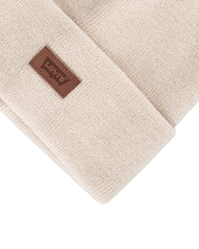 Levi's Mens All-Season Hero Beanie Soft Knit Cuffed Winter Hat, Warm & Comfortable Everyday Style - color: Cream Solid