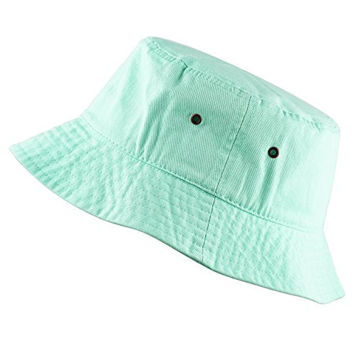 Cotton Bucket Hat Packable Sun Hat – Unisex Summer Travel Beach Fisherman Hat for Men Women Outdoor Fishing Hiking - color: Aqua, size: Small-Medium