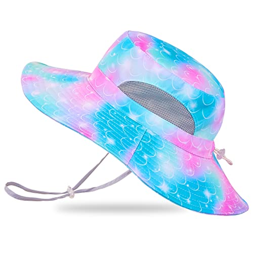 ICOSY Kids Sun Hat, UPF 50+ Girls Beach Hat for Toddler Kids - color: Teal Purple