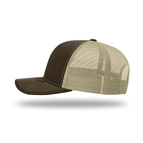 Richardson 112 Classic Six-Panel Adjustable Snapback Trucker Cap - color: Brown/Khaki