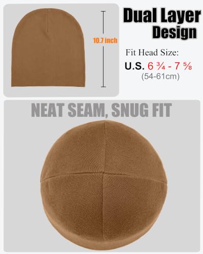 ROYBENS Thin 100% Cotton Beanie for Men Women Lightweight Slouchy Chemo Hat - color: 1pcs-brown