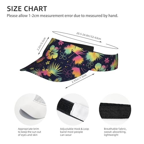 Sun Visor Hats Adjustable Open Top Sport Hat for Golf Women/Men - color: Tie Dye Hibiscus Flower