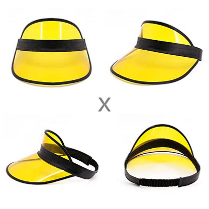 Giovacker Womens Mens PVC Clear Colorful Sun Visor Hats - color: Yellow + Blue + Red