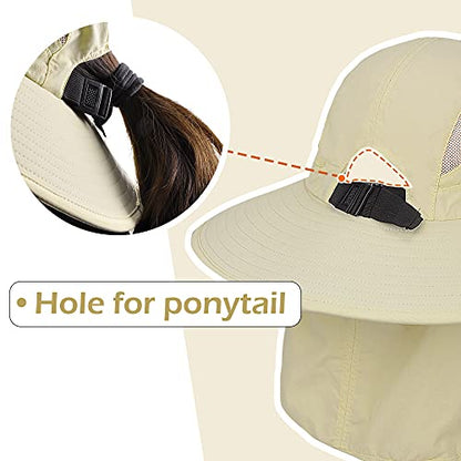 Solaris Mens Sun Hat Neck Flap 2 in 1 Foldable Waterproof UPF 50+ Baseball Cap Fishing Hiking Outdoor - color: #1 Begie