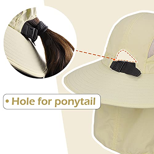 Solaris Mens Sun Hat Neck Flap 2 in 1 Foldable Waterproof UPF 50+ Baseball Cap Fishing Hiking Outdoor - color: #1 Begie