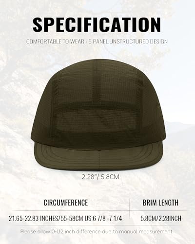 Croogo Short Brim Baseball Cap Flat Bill 5 Panel Hat Mesh Quick Drying Caps - color: Armygreen