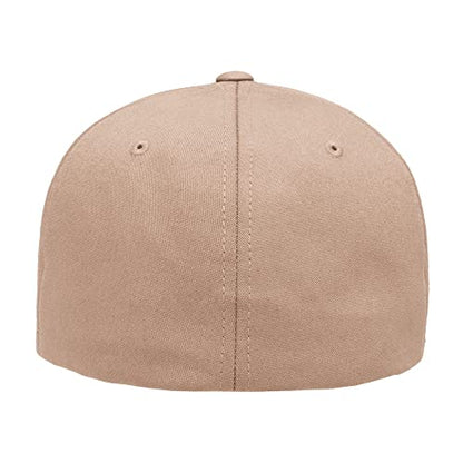 Flexfit 5001 Standard Cotton Twill 6-Panel Fitted Baseball Cap - color: Khaki, size: Large-X-Large
