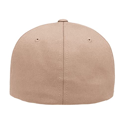 Flexfit 5001 Standard Cotton Twill 6-Panel Fitted Baseball Cap - color: Khaki, size: Small-Medium
