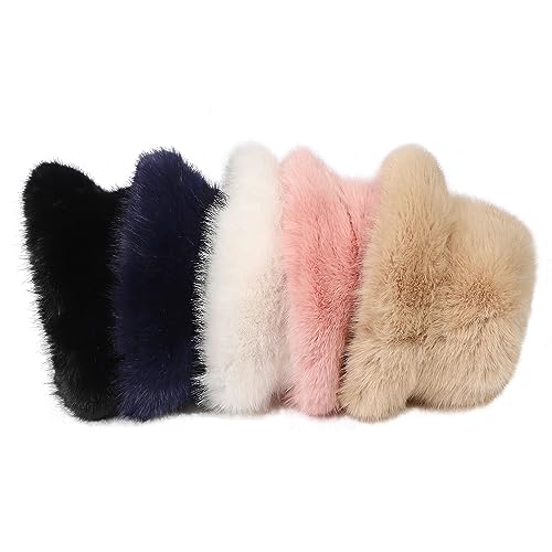 LA CARRIE Women's Fuzzy Wide Brim Faux Fur Bucket Hat Winter Fisherman Cap - color: Beige