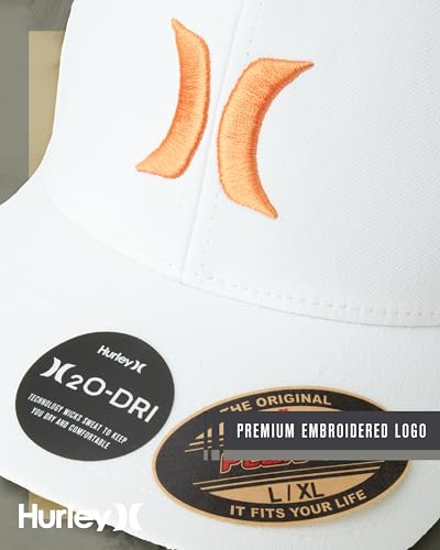 Hurley Mens Baseball Cap Curved Brim Moisture Wicking Flexfit Fitted Hats - color: Mantra Orange, size: Small-Medium