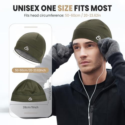 Skull Cap for Men Women Unidirectional Moisture Absorption & Sweat Wicking Quick-Dry Running Hat Beanie, Thermal Helmet Liner - color: Green