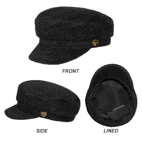 Womens Newsboy Cap 100% Wool Visor Beret Hat