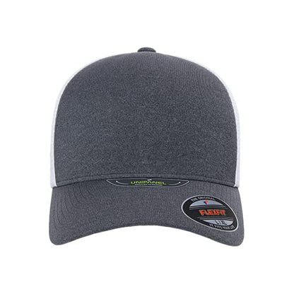 Flexfit Melange Unipanel Trucker Cap - color: Melange Dark Grey/White, size: Large-X-Large