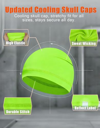 Sweat Wicking Skull Caps Cooling Helmet Liner Hat Running Beanie Cycling Skullcap Sleeping Cap for Men Women - color: Neon Yellow