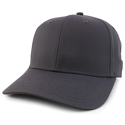 Trendy Apparel Shop High Crown Adjustable Plain Solid Baseball Cap - color: Charcoal