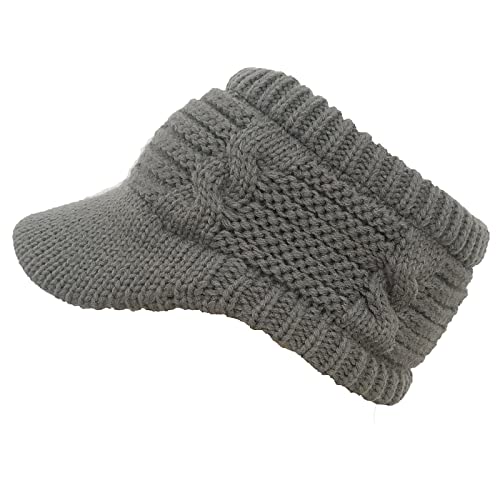 XYIYI Beanie Tail Winter Warm Knit Messy High Bun Ponytail Hats Visor Beanie Cap - color: Grey