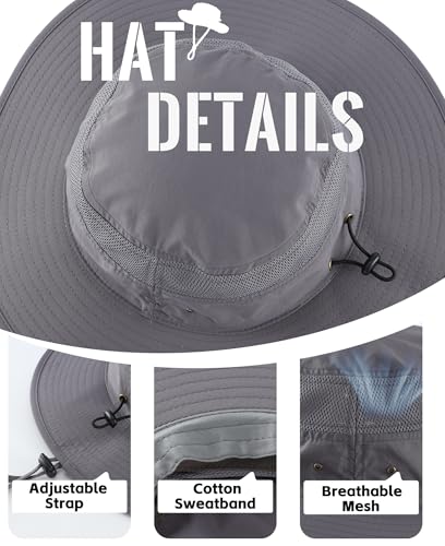 Home Prefer UPF 50+ Men's Sun Hat Wide Brim Bucket Hat UV Protection Hat for Mens Womens Beach Safari Gardening Golf Fishing - color: Dark Gray