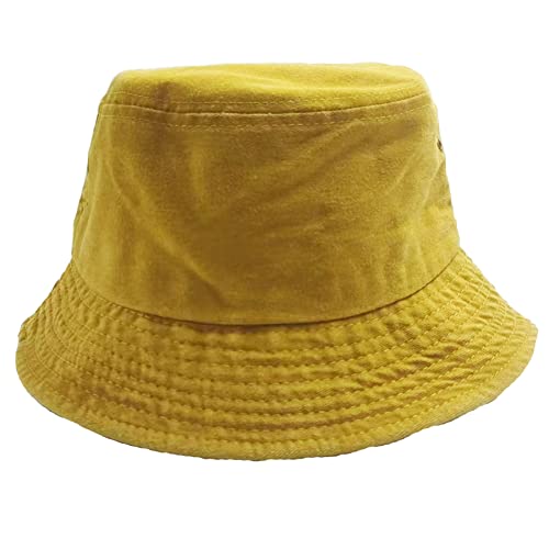 Premium Cotton Bucket Hats,Packable Hats for Men Women,Summer Bucket Hat,Fishing Sun Hats - color: Yellow