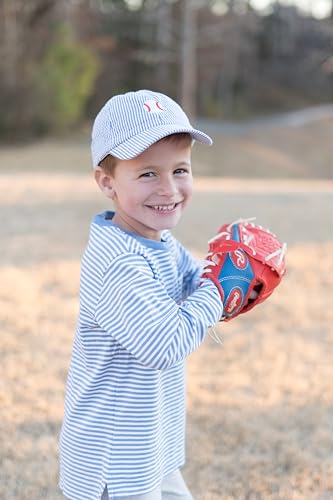 Wee Ones Boys' and Girls' Baseball Caps, Spring and Summer Ready, Stylish and Breathable Kids Hat - color: Blue Seersucker Baseball, style: Toddlers
