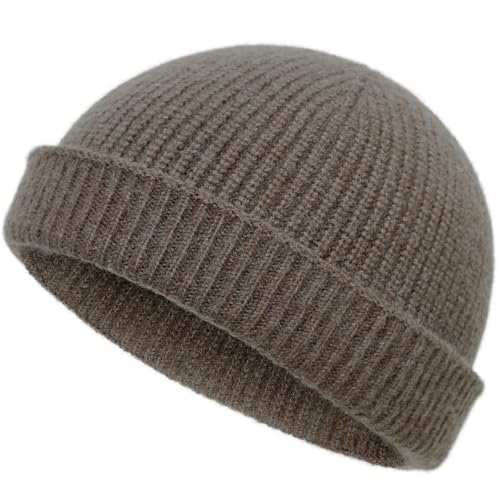 vidsel Thin Wool Fisherman Beanie Hat for Men Women Fall Winter Fashion Cap - color: 1-light Coffee