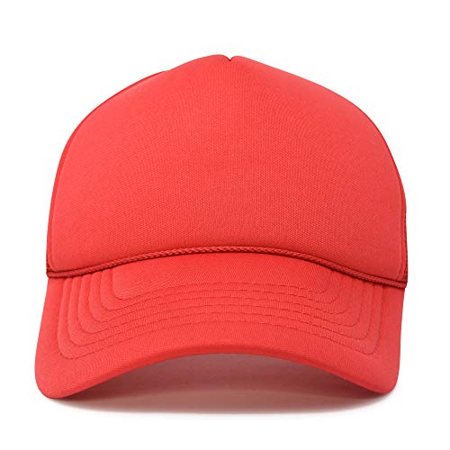DALIX Solid Blank Trucker Hats Caps 2 Pack - color: Red