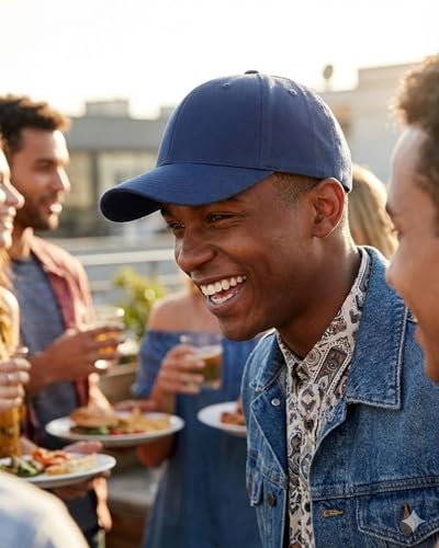 Zylioo XXL Fitted Hats for Men Big Heads, Closed Back Baseball Cap Cotton - color: Navy Blue, size: Medium