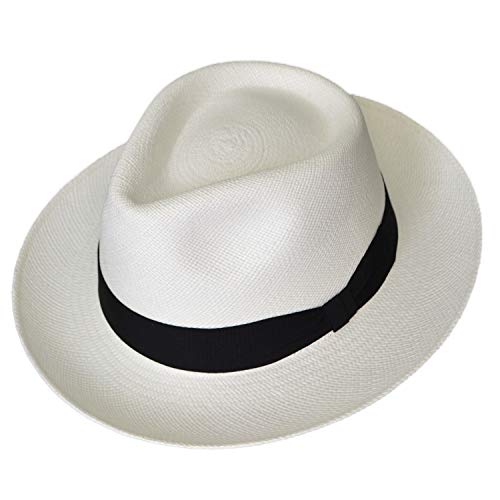 Teardrop Classic Straw Fedora - Brisa Weave - Black Band - Handwoven in Ecuador - color: White, size: Small