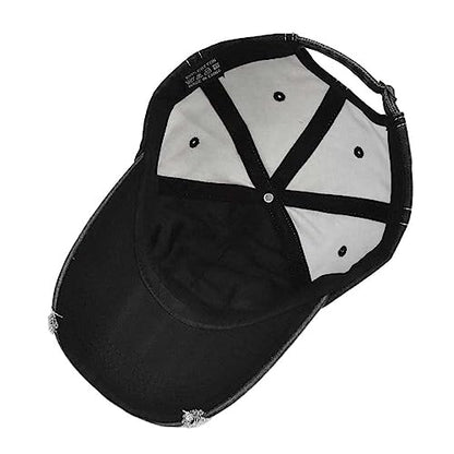 Vintage Washed Distressed Baseball Cap Adjustable Trendy Trucker Hats Unstructured Canvas Dad Hat for Mens Womens Black