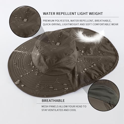 Home Prefer Outdoor UPF50+ Sun Hat Wide Brim Mesh Fishing Hat with Neck Flap - color: Army Green