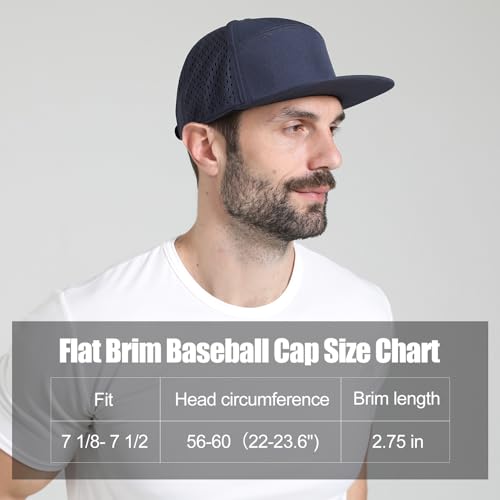 Men's Flat Brim Baseball Cap Laser Perforated Snapback Trucker Hat