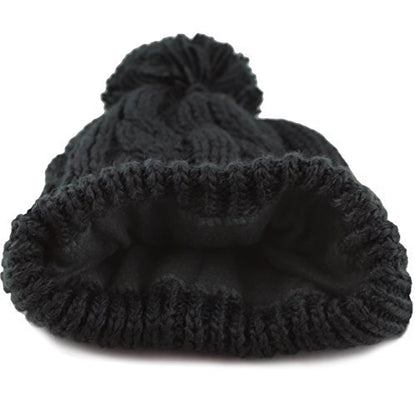 Women and Men Beanie Daily Winter Oversized Thick Stretchy Knitted Pom Pom Beanie Fleece Lined Beanie Hat - color: 1. Curly Black