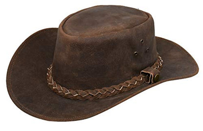 Australian Western Style Cowboy Outback Real Suede Aussie Bush Hat - color: Brown, size: X-Large