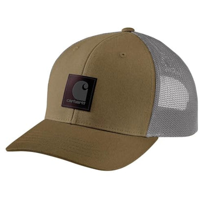 Carhartt Men's Rugged Flex Twill Mesh-Back Logo Patch Cap - color: Dark Khaki