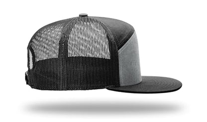 Richardson 168 168P Hat 7-Panel Trucker Cap Hi-Pro Snapback Cap Camo Hat Adjustable Baseball Hat Blank Hat Bulk Hats - color: Heather Grey/Black