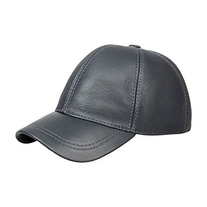 Genuine Leather Unisex Baseball Cap - color: Dark Gray