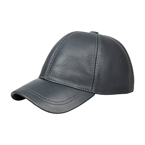 Genuine Leather Unisex Baseball Cap - color: Dark Gray