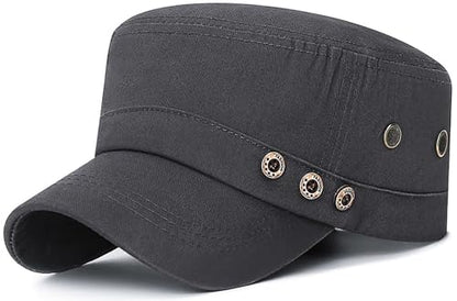 Men's Military Cadet Hat Flat Top Newsboy Cap - color: A - Grey